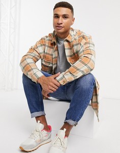 Свободная рубашка в клетку с добавлением шерсти ASOS DESIGN-Оранжевый