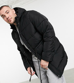 Черный пуховик со шнурком на талии ASOS DESIGN Plus