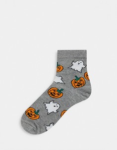 Серые носки с принтом тыквы и привидения ASOS DESIGN Halloween-Серый