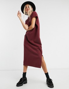 Мягкое платье миди с карманами ASOS DESIGN-Красный