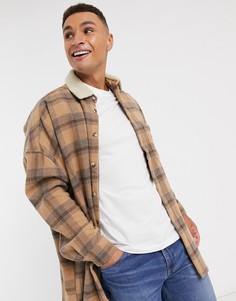 Рубашка oversized в клетку с приспущенными плечами ASOS DESIGN-Оранжевый