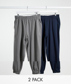 2 пары джоггеров в стиле oversized (серый/темно-синий) ASOS DESIGN-Мульти