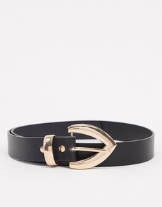 Черный ремень для джинсов c заостренной пряжкой My Accessories London