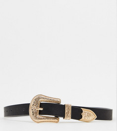 Эксклюзивный ремень с золотистой большой пряжкой My Accessories London-Черный