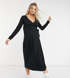 Черное платье миди с запахом ASOS DESIGN Maternity-Черный
