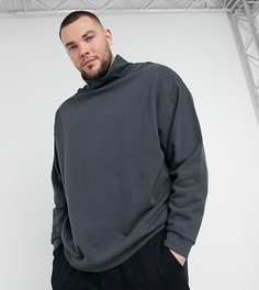 Черный oversized-свитшот с высоким воротником ASOS DESIGN Plus​​​​​​​