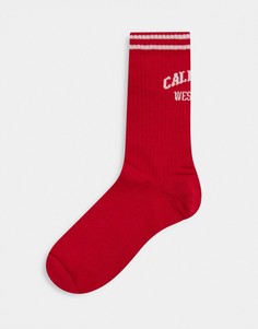 Высокие красные носки в рубчик ASOS DESIGN-Красный