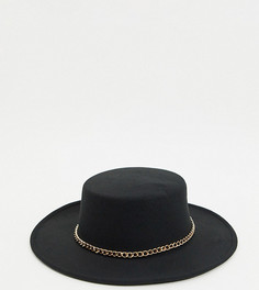 Черная шляпа канотье с золотистой цепочкой My Accessories London-Бежевый