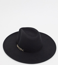 Черная oversized-шляпа федора с цепочкой My Accessories London-Черный