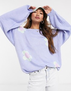 Свитер в стиле oversized с цветочным узором Daisy Street-Синий