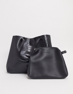 Черная сумка-тоут без подкладки со съемным кошельком Claudia Canova-Черный