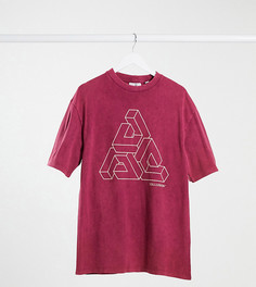 Розовая футболка в стиле oversized из пике с принтом COLLUSION Unisex-Розовый