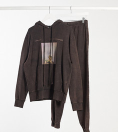 Коричневый мраморный oversized-худи COLLUSION Unisex