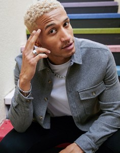 Темно-серая рубашка навыпуск с добавлением шерсти ASOS DESIGN-Серый