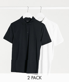 Набор из 2 облегающих трикотажных поло из органического хлопка ASOS DESIGN - Скидка-Мульти