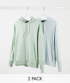 Набор из 2 худи в стиле oversized зеленого и голубого цвета ASOS DESIGN-Мульти