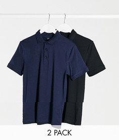 Набор из 2 облегающих трикотажных поло из органического хлопка ASOS DESIGN - Скидка-Мульти