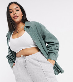 Флисовая oversized-куртка ASOS DESIGN Curve​​​​​​​-Зеленый