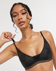 Черный сетчатый бюстгальтер с кружевом ASOS DESIGN