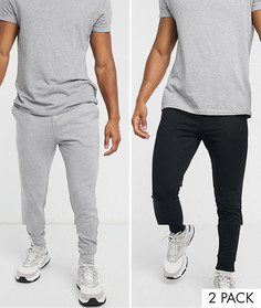 2 джоггеров скинни (черные/серые) из органического хлопка ASOS DESIGN-Мульти