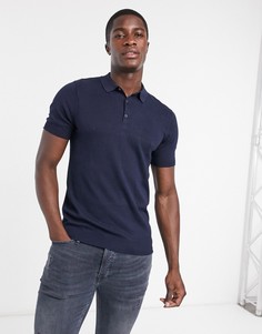 Темно-синее трикотажное поло Topman-Темно-синий