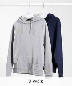2 худи (темно-синий/серый) из органического хлопка ASOS DESIGN-Мульти