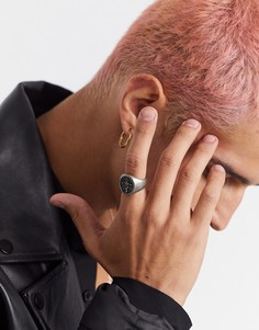 Серебристое кольцо-печатка с крестом ASOS DESIGN-Серебряный