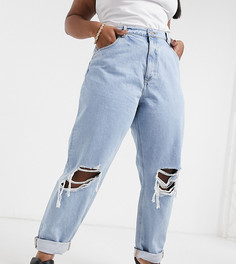 Светлые рваные джинсы в винтажном стиле ASOS DESIGN Curve recycled-Синий