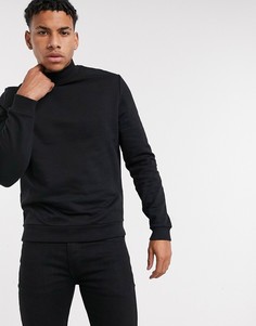 Черный свитшот с высоким воротником ASOS DESIGN