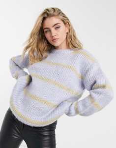 Пушистый джемпер в стиле oversize с бежевыми полосами ASOS DESIGN-Синий