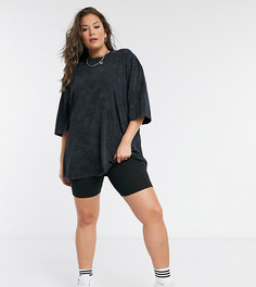 Черная oversized-футболка со строчками ASOS DESIGN Curve-Серый