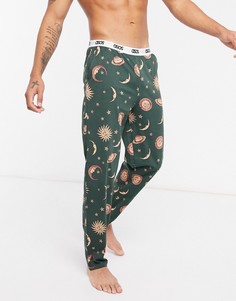 Штаны для дома с принтом звезд ASOS DESIGN-Зеленый