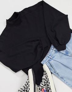 Черный oversized-свитшот с высоким воротником ASOS DESIGN