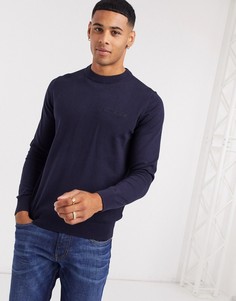 Джемпер с логотипом на груди Calvin Klein Jeans-Темно-синий