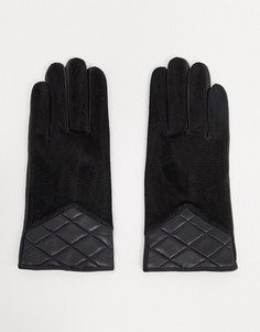 Черные замшевые перчатки со стеганой отделкой Barneys Originals-Черный