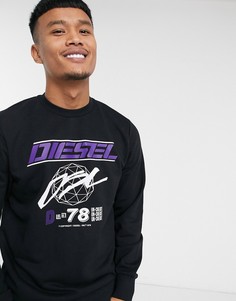 Черный свитшот с логотипом Diesel