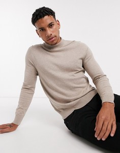Бежевый джемпер с высоким воротником Burton Menswear-Светло-коричневый