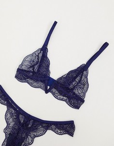 Темно-синий бюстгальтер с треугольными чашечками и ремешками ASOS DESIGN
