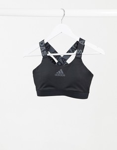 Черный спортивный бюстгальтер adidas Training