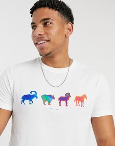 Белая футболка со звериным принтом PS Paul Smith-Белый