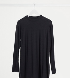 Черный лонгслив в рубчик с разрезами по бокам ASOS DESIGN Tall