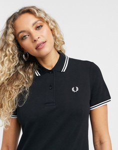 Черное платье-поло с двойным кантом Fred Perry-Черный