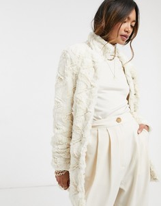 Кремовая фактурная куртка из искусственного меха Vero Moda-Кремовый
