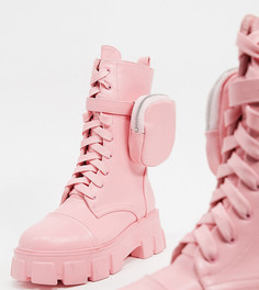 Пастельно-розовые ботинки на массивной подошве Public Desire Wide Fit-Розовый
