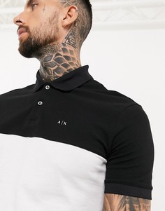 Черно-белое поло в стиле колор блок с логотипом Armani Exchange-Черный