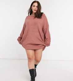 Розовое платье-джемпер с открытыми плечами Missguided Plus-Розовый