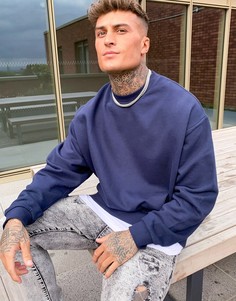 Темно-синий oversize-свитшот со вставкой ASOS DESIGN
