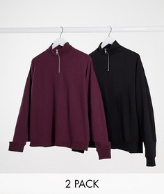 Набор из 2 oversized-свитшотов (черный/бордовый) ASOS DESIGN-Мульти