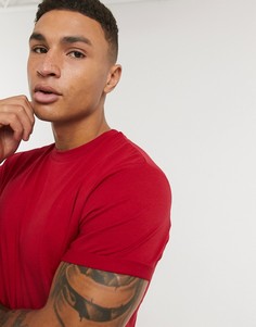 Красная футболка с отворотами на рукавах ASOS DESIGN-Красный