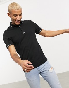 Поло с окантовкой и логотипом на груди Armani Exchange-Черный